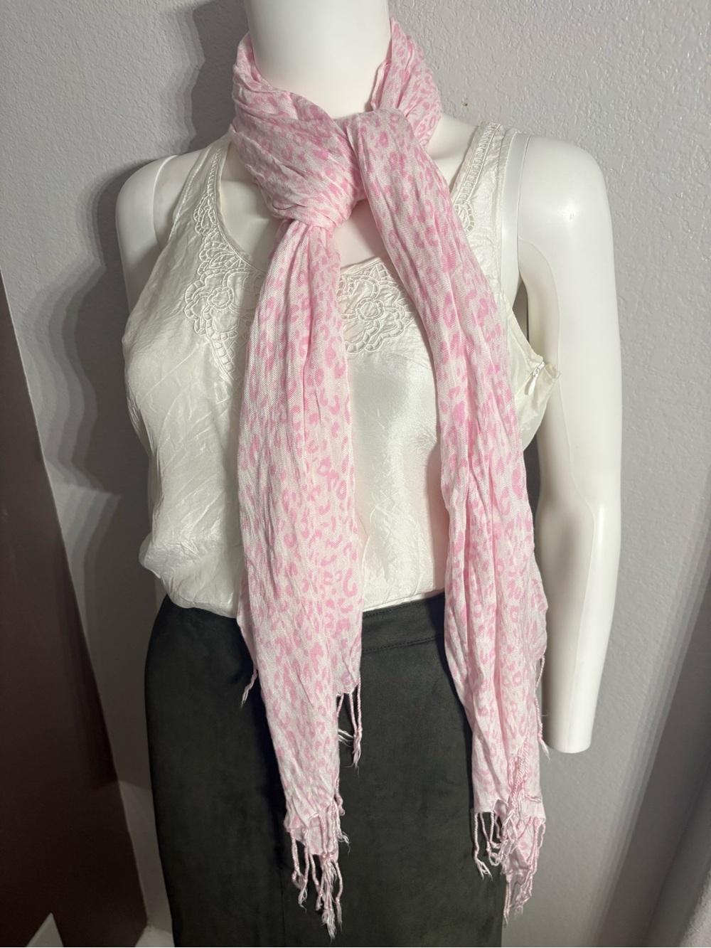 Pink Leopard Print Lightweight Scarf - Women Accessories